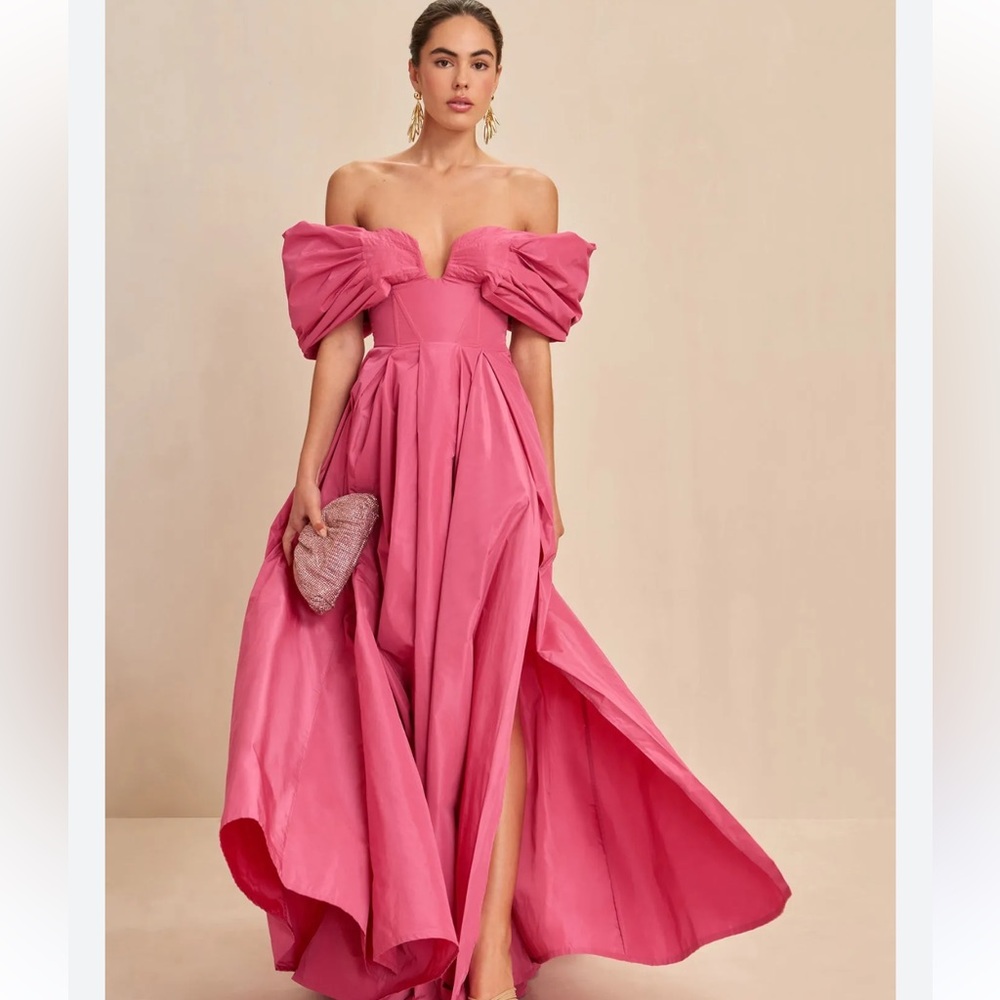 Elegant Pink Off-Shoulder Gown